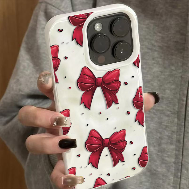 Phone Accessories Red - 화이트 레드 리본 패턴 아이폰 11
