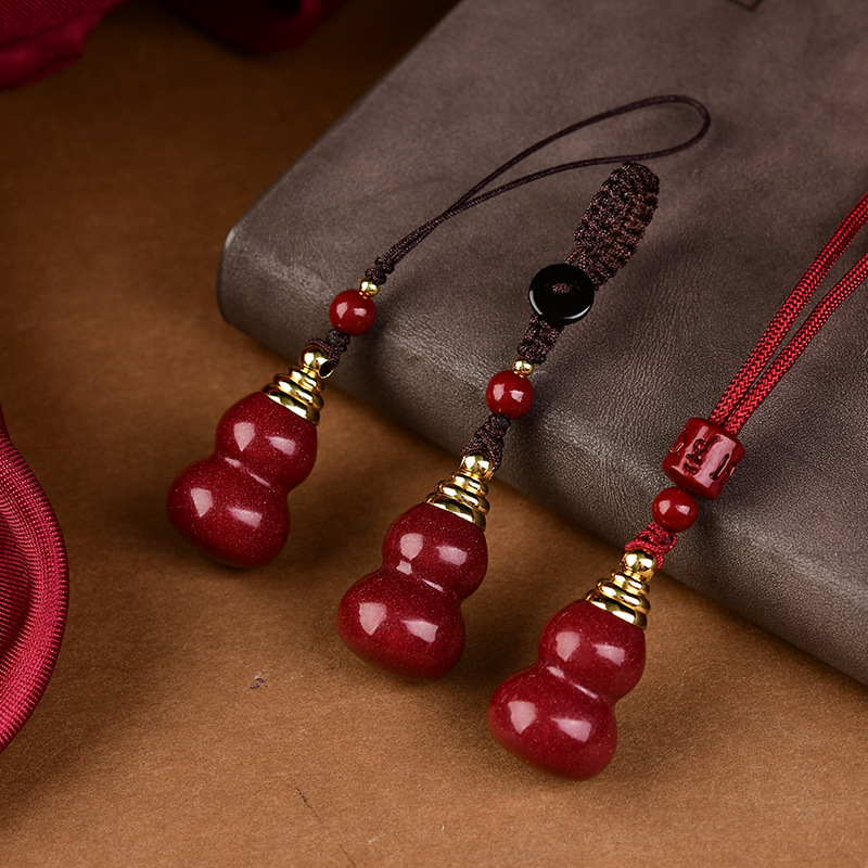 Phone Accessories Red - 럭셔리 레드 시나바 조롱박 펜던트, 빈