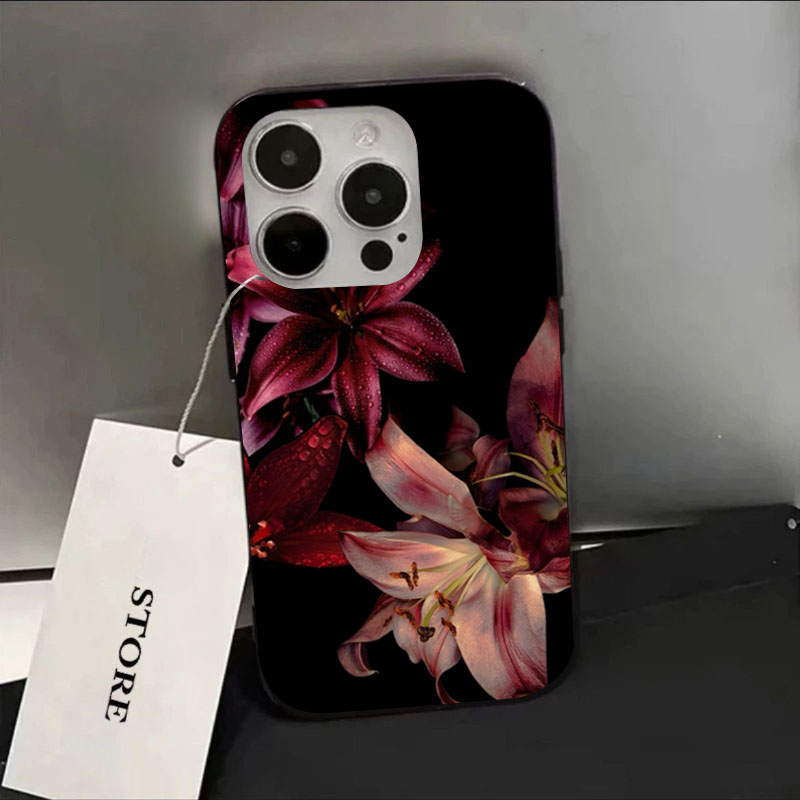 Phone Accessories Red - 우아한 붉은 백합 꽃 아이폰 16E
