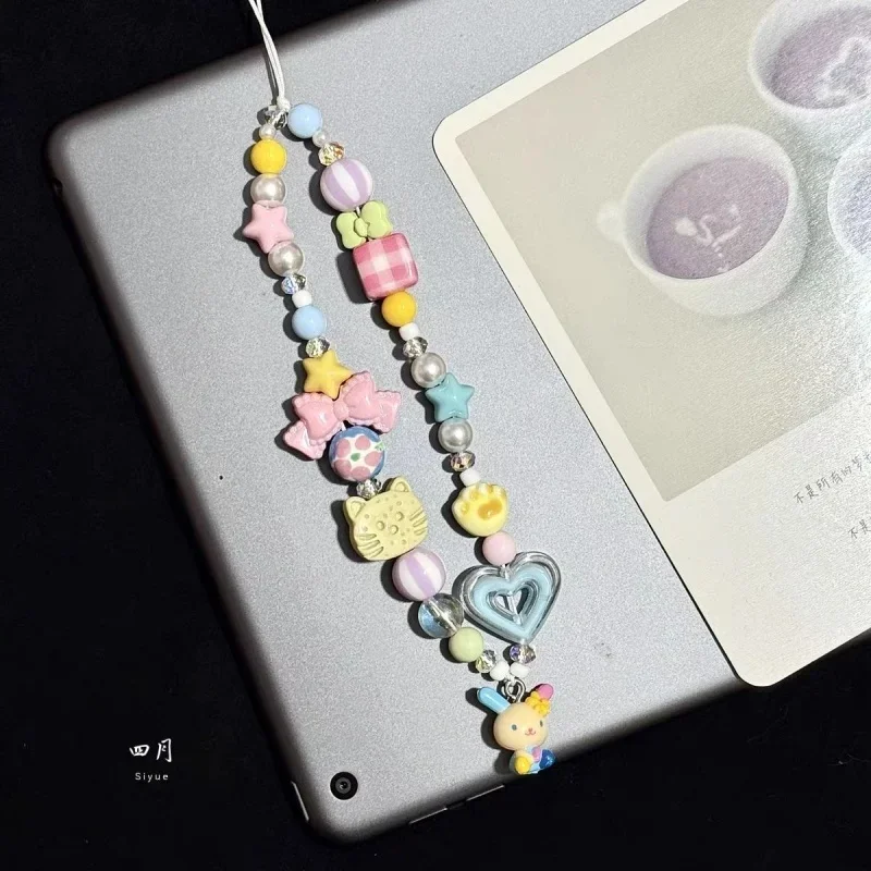 Phone Accessories Chain - 만화 우사하나 다채로운 비즈 폰 참