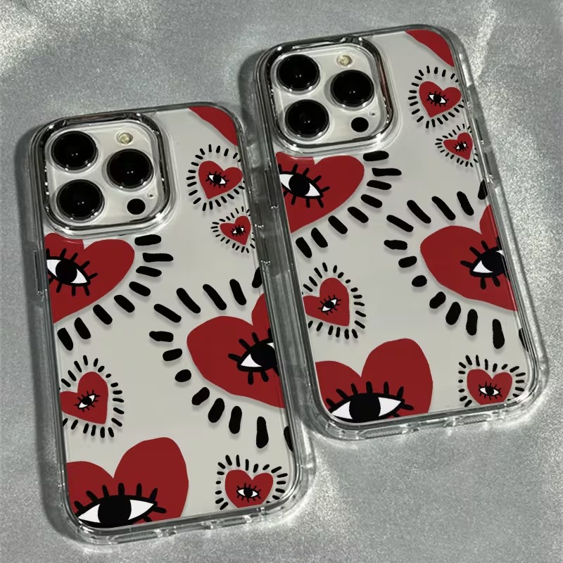 Phone Accessories Red - 독특한 빨간 하트 눈 프레임 소프트