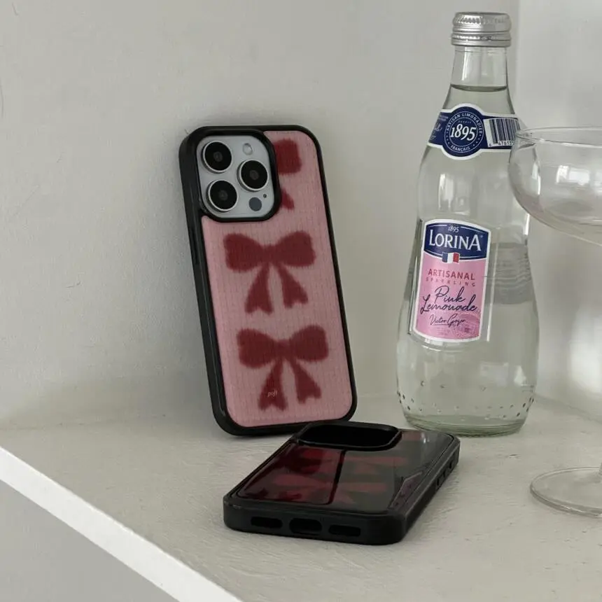 겨울 풀스크린 귀여운 빨간 리본 광택 표면 폰 케이스  - Phone Accessories Red 리뷰 및 가격