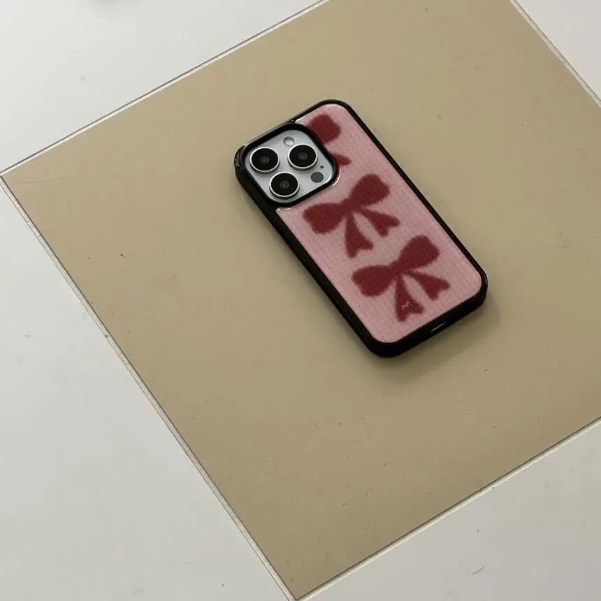 겨울 풀스크린 귀여운 빨간 리본 광택 표면 폰 케이스  - Phone Accessories Red 리뷰 및 가격