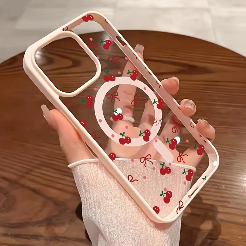 레드 체리 프린트 마그네틱 폰 케이스 (아이폰 17,  - Phone Accessories Red 리뷰 및 가격