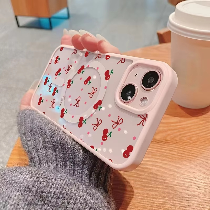 레드 체리 프린트 마그네틱 폰 케이스 (아이폰 17,  - Phone Accessories Red 리뷰 및 가격