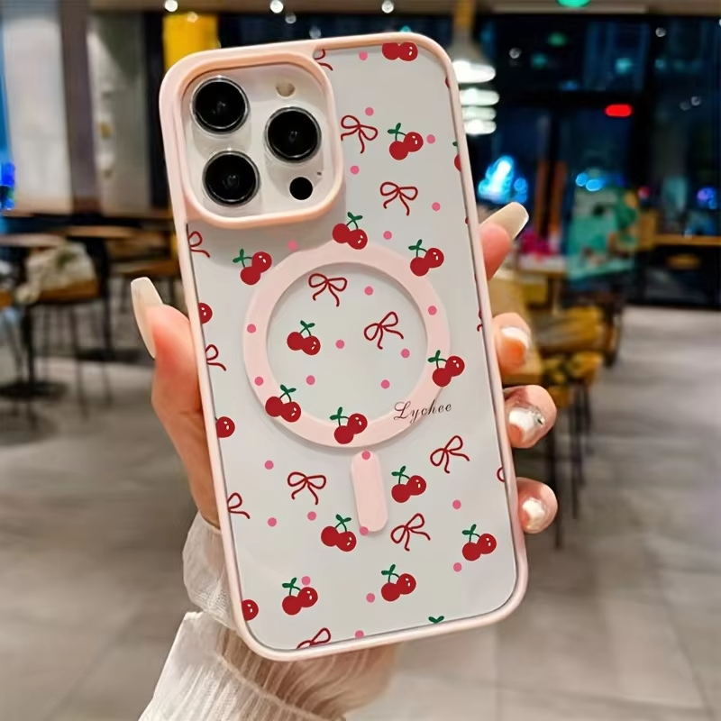 레드 체리 프린트 마그네틱 폰 케이스 (아이폰 17,  - Phone Accessories Red 리뷰 및 가격