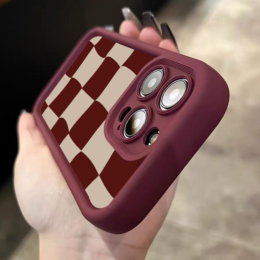 와인 레드 변형 그리드 패턴 폰 케이스 (아이폰 17  - Phone Accessories Red 리뷰 및 가격
