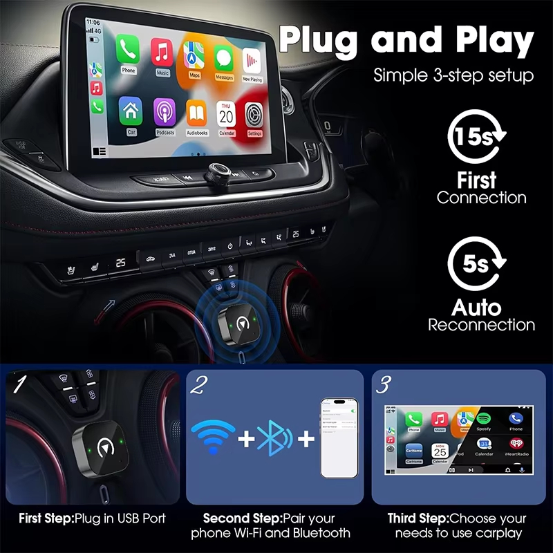 2-in-1 무선 CarPlay 어댑터 플러그 앤 플레 - Quality Phone Accessories 리뷰 및 가격