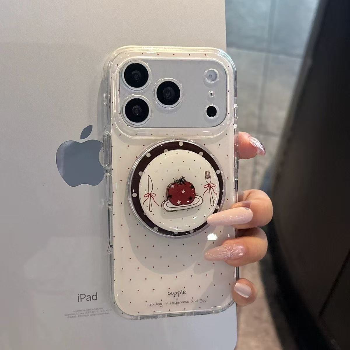 빈티지 레드 애플 폰 마그네틱 그립 접이식 에어백 브래 - Phone Accessories Red 리뷰 및 가격