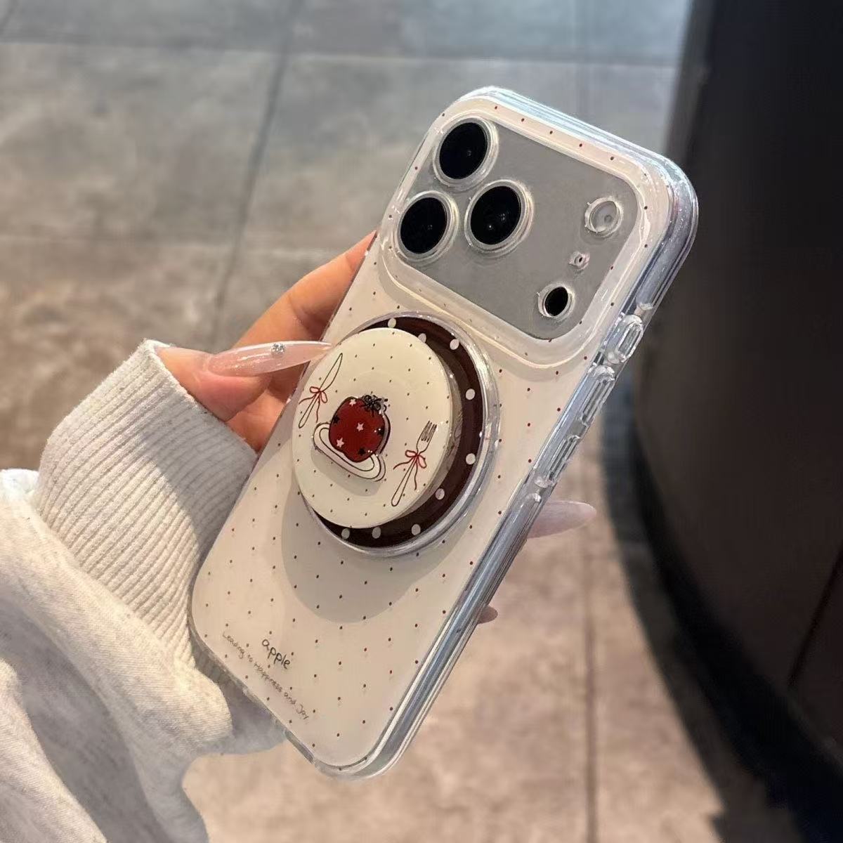 빈티지 레드 애플 폰 마그네틱 그립 접이식 에어백 브래 - Phone Accessories Red 리뷰 및 가격