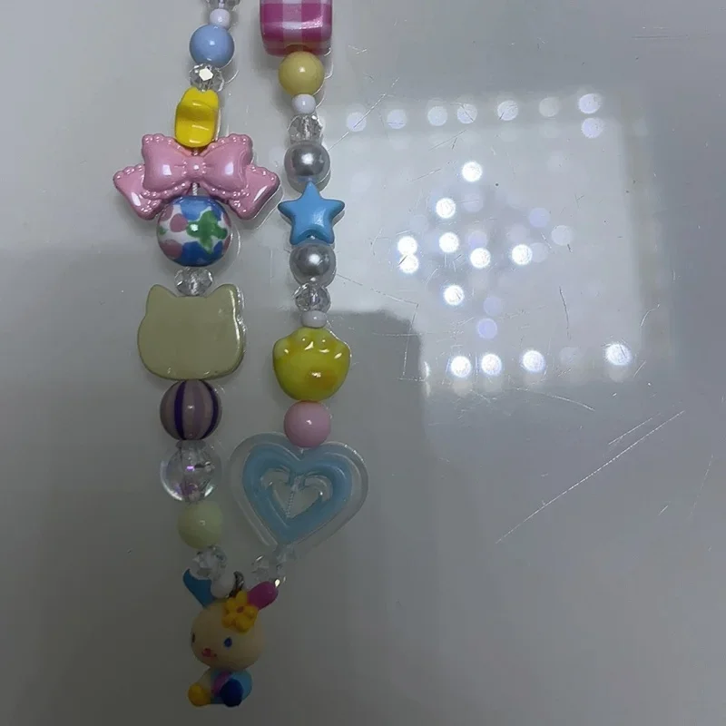 만화 우사하나 다채로운 비즈 폰 참 학생 가방 지퍼 키 - Phone Accessories Chain 리뷰 및 가격