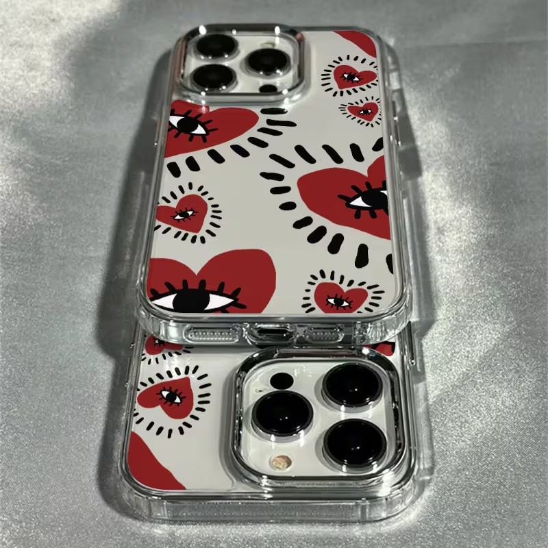 독특한 빨간 하트 눈 프레임 소프트 폰 케이스 아이폰  - Phone Accessories Red 리뷰 및 가격