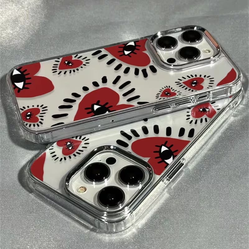 독특한 빨간 하트 눈 프레임 소프트 폰 케이스 아이폰  - Phone Accessories Red 리뷰 및 가격
