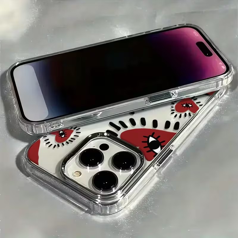 독특한 빨간 하트 눈 프레임 소프트 폰 케이스 아이폰  - Phone Accessories Red 리뷰 및 가격