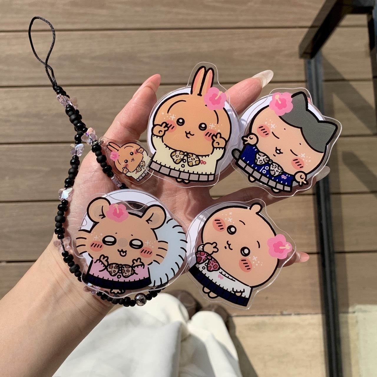 귀여운 우사기 하치와레 아크릴 폰 참 블랙 비즈 체인  - Phone Accessories Chain 리뷰 및 가격