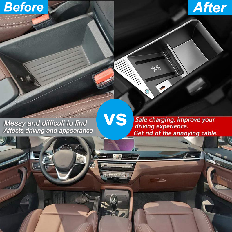 15W 자동차 QI 무선 충전기 BMW X1 F48 휴 - X1 Phone Accessories 리뷰 및 가격