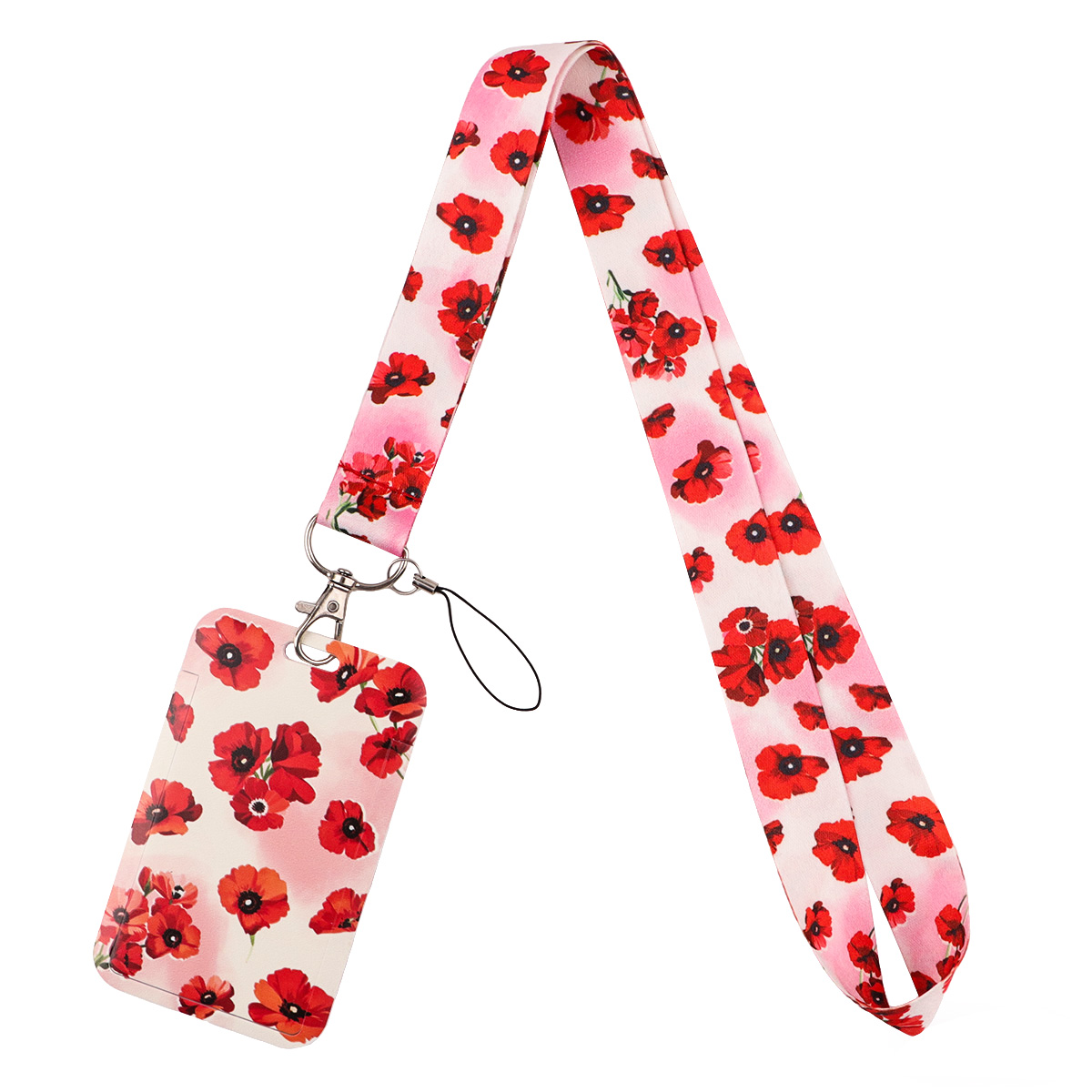 트렌디 핑크 체리 끈 키체인 빈티지 레드 포피 리본 행 - Phone Accessories Red 리뷰 및 가격